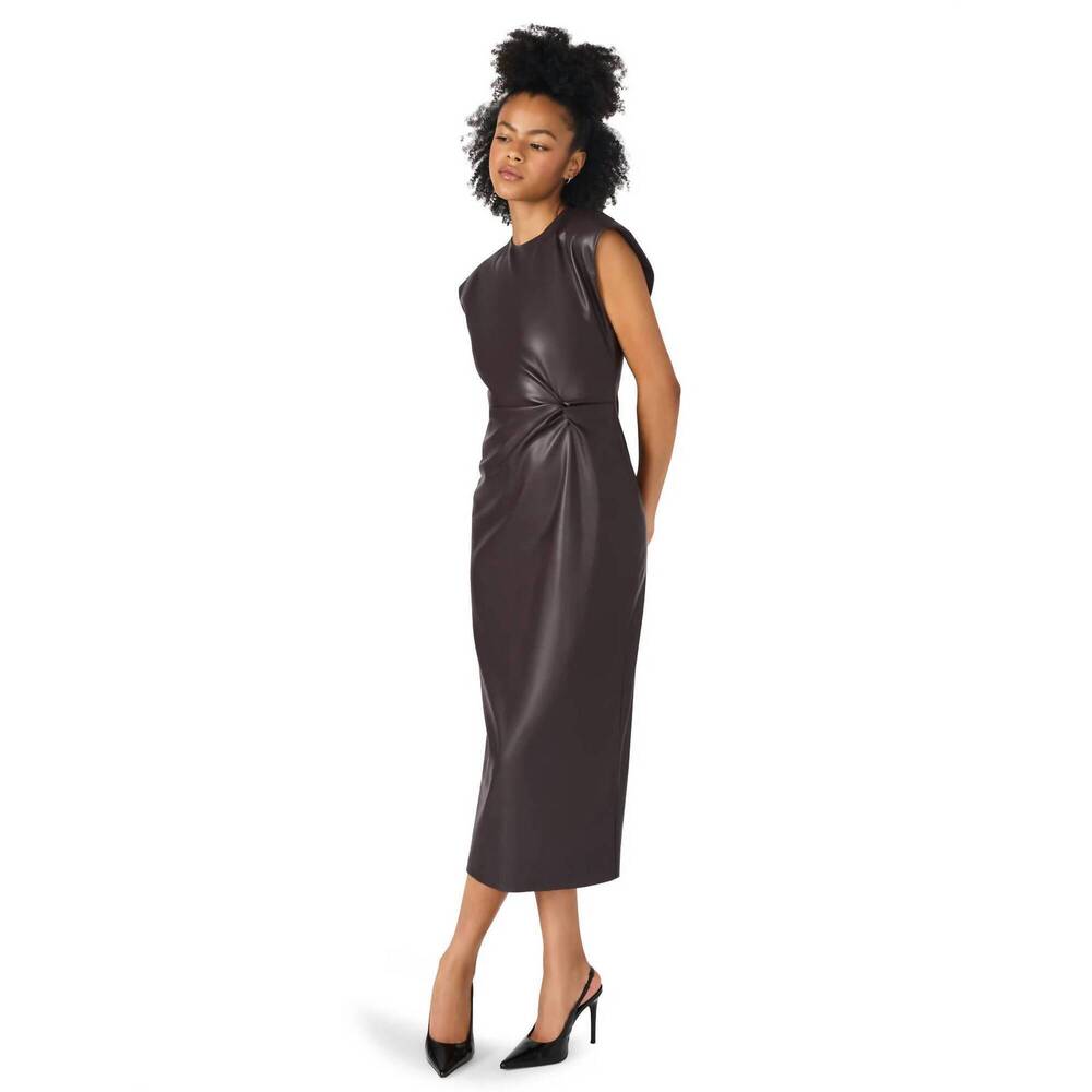 NEW STEVE MADDEN chiara midi dress in fossil brown - Picture 3 of 5